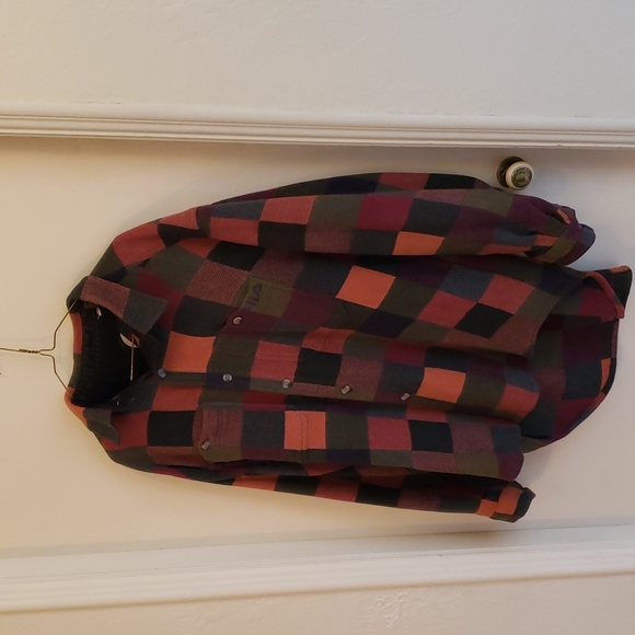 Vintage Fila Plaid Sweater Coat Size L - Picture 9 of 14